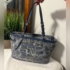 Coach Blue and Gray Patterned Tote